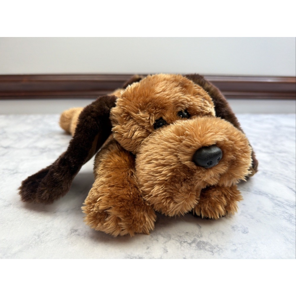Vtg 2001 Ty Classic 15 Inch Shaggy Brown Puppy Hound Dog Plush Laying Floppy
